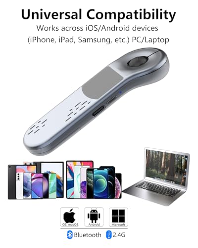 Air Mouse for PC/iOS/Android with Touchpad Bluetooth 2.4G Remote Control for PowerPoint/Keynote/Tiktok/Camera/Kindle App Rechargeable Wireless Presentation for PPT Pointer (Silver) - color: Silver