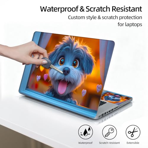 Universal Laptop Skin Sticker Decal, 12"-15.6" Aesthetic Vinyl Wrap, Cute Puppy Love Hearts Waterproof Notebook Cover Art Protector for MacBook HP Dell Lenovo, Fits 13" 14" 15" 15.6" - color: Cute Puppy Love Hearts
