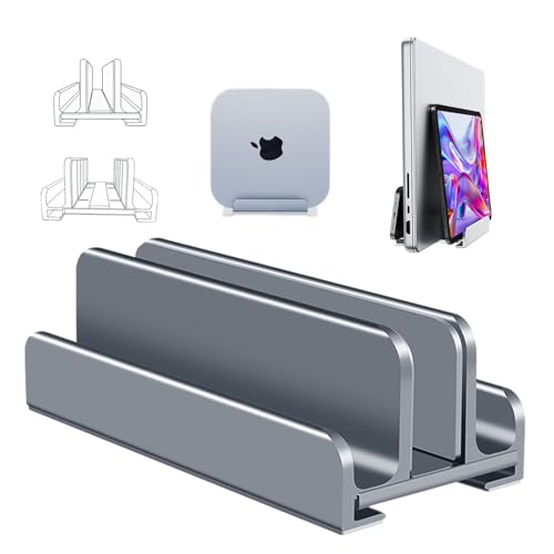 Aluminum Vertical Laptop Stand Holder for Desk Compatible with MacBook Pro, MacBook Air, Dell, HP, Lenovo, Up to 17.3 inches, Blue-Gray - color: Blue-Gray
