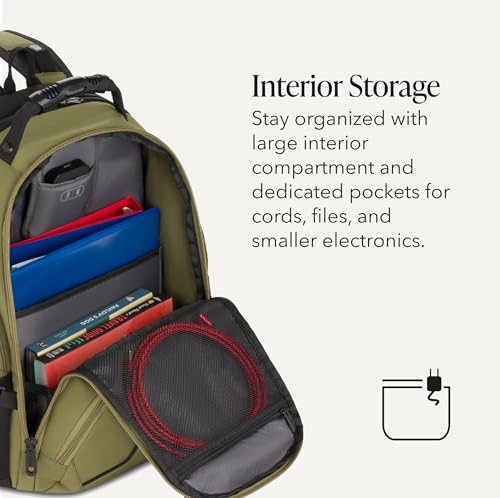 SWISSGEAR 1900 ScanSmart Laptop Backpack, Fits Most 17-Inch Laptops, TSA-Friendly Lay-Flat Design, RFID Protection, and Tablet Pocket, Black, 31L, 18.5-Inch - color: Olive Branch