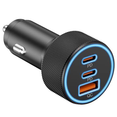 Car Charger USB C, 3 Port 67W Dual USB-C & USB-A Car Phone Charger Adapter | Fast Charging Cigarette Lighter Accessories, for iPhone 17/16/15/14/13/12/11 Pro Max,iPad, Galaxy S26/S25/S24,Pixel, Android - style: 1-Pack