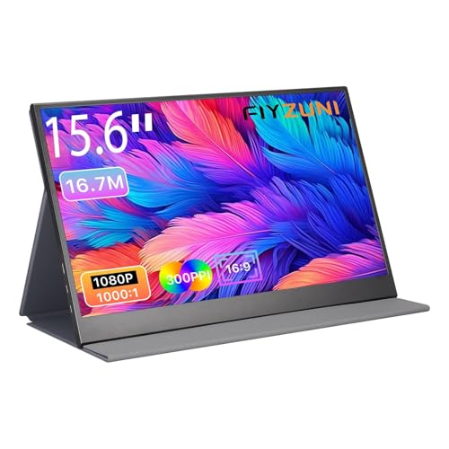 15.6 inch Portable Monitor,1080P USB-C HDMI,Portable Monitor for Laptop, HDR Plug&Play,PC,Mac,Phone,PS,Xbox,Swich,IPS Ultra-Thin Zero Frame, Metal Case