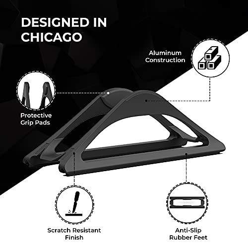HumanCentric Vertical Laptop Stand for Desks in Matte Black, Upright Adjustable Holder to Dock Apple MacBook Stand, and Other Laptops to Organize Work & Home Office, Automatic Grip - color: Black