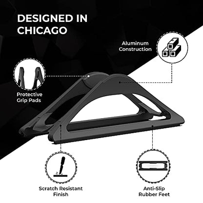 HumanCentric Vertical Laptop Stand for Desks in Matte Black, Upright Adjustable Holder to Dock Apple MacBook Stand, and Other Laptops to Organize Work & Home Office, Automatic Grip - color: Black