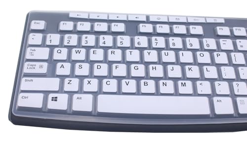 Ultra Thin Desktop PC Silicone Keyboard Cover Skin Protector Compatible for Logitech MK295 MK275 MK270 Wireless Keyboard, Logitech K200 K260 K270 MK200 MK260 Keyboard (White) - color: White