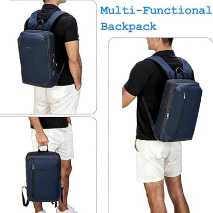 Tzowla Business Commute Laptop Backpack Fit 17.3 Inch Laptop,Slim & Expandable Waterproof Work Backpacks with Luggage Strap,Travel Lightweight Bag Gift for Men Women(Blue) - color: Blue