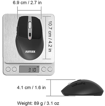 Arteck Wireless Mouse, 2.4G USB Wireless Ergonomic Optical Mouse, with Nano USB Receiver Silent Clicking Side Switch Buttons for Computer/Desktop/PC/Laptop and Windows 11/10 Rechargeable Battery