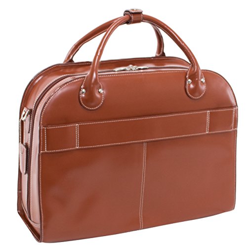 McKlein ROSEVILLE,15" Leather Detachable -Wheeled Ladies' Laptop/Computer & Tablet Business Briefcase Bag/Women's Rolling Overnight Travel Bag, Removable trolley case - color: Brown