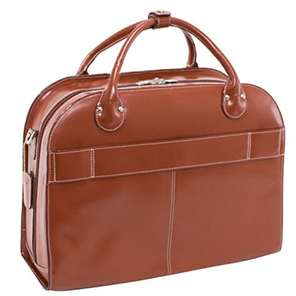 McKlein ROSEVILLE,15" Leather Detachable -Wheeled Ladies' Laptop/Computer & Tablet Business Briefcase Bag/Women's Rolling Overnight Travel Bag, Removable trolley case - color: Brown