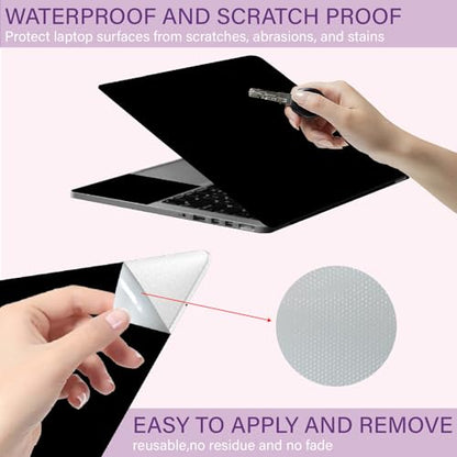 CREATCABIN Black Laptop Skin Decal Universal Reusable Vinyl Laptop Cover Sticker Waterproof PC Art Personalized Protector Scratchproof Laptop Skin for 12.1 13 13.3 .6 14 15 15.3 16 Inch Laptops - style: Black