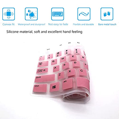 2 Pack Keyboard Cover for Logitech K120 & MK120 Ergonomic Desktop USB Keyboard, Logitech K120 & MK120 US Layout Waterproof Anti-Dust Keyboard Skin-OmbrePink+Clear - color: OmbrePinkClear