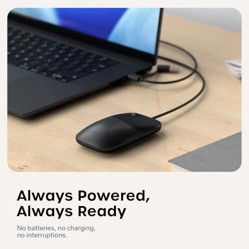 Satechi Slim LX Wired Mouse, Aluminum USB-C Design, Space Black | Quiet click performance, for Mac and PC setups - color: Space Black