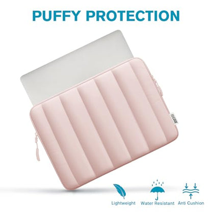 TECOOL Puffy Laptop Case 15.6 inch,15.6 inch Laptop Sleeve for 15-15.6" Lenovo Thinkpad Ideapad HP Acer Asus Dell Chromebook, Protective Waterproof Sleeve 15 inch Notebook Bag with Small Case,Pink | Puffy Laptop Bag 15.6 for 15 15.6 Inch Lenovo Thinkpad I