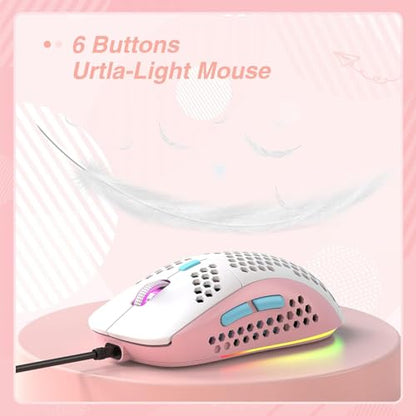 RK-T60 Wired 60% TKL Mechanical Gaming Keyboard Led Rainbow Backlight Ultra-Compact NKRO Linear Red Switch ABS Keycap RGB Honeycomb Mice Coiled Aviator Cable for Windows Laptop PS4/PC/WIN Gamer - color: Pink/Blue Switch
