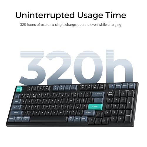 Keychron B35 Wireless Keyboard, 2.4 GHz/Bluetooth 96% Layout Keyboard with Numeric Keypad Silent Typing Launcher Support Ergonomic Angle Compatible with Mac Windows Linux
