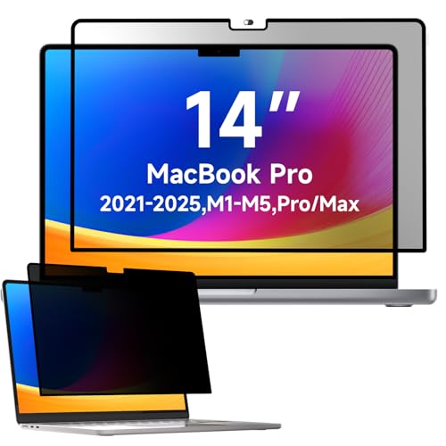 Mamol Privacy Screen for MacBook Pro 14 Inch (2021-2025, M1, M2, M3, M4, M5), MagicSuction™ Removable Vacuum Adsorption Anti Spy,Anti Glare Anti Blue Light Filter for Mac Laptop Computer - size: 14 inch MacBook Pro (2021-2025)