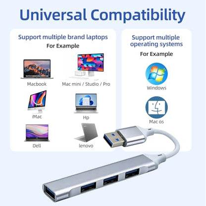 USB Extender Hub 4 Ports, USB Multiple Adapter Hub, USB A Splitter for Laptop, Xbox, Flash Drive, HDD, Console, Printer, Camera, Keyborad, Mouse and More