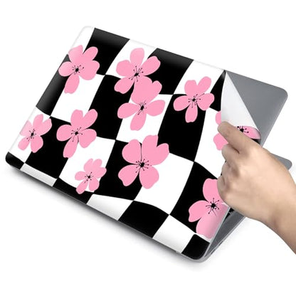 Universal Laptop Skin for 13-16 Inch Laptops,Vinyl Protective Sticker Decal,Easy DIY Trim-to-Fit for HP/Dell/MacBook,Bubble-Free & Removable,Pink Flowers Plaid - color: Pink Flowers Plaid