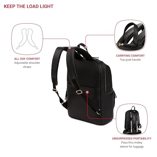 SwissGear Serenity Luxe Women's Laptop Backpack, Laptop Bag Fits Most 13-Inch Laptops, Black, 16 Inches - color: Black