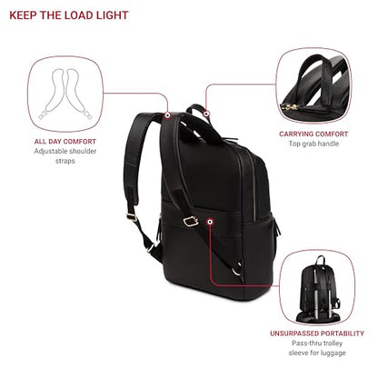 SwissGear Serenity Luxe Women's Laptop Backpack, Laptop Bag Fits Most 13-Inch Laptops, Black, 16 Inches - color: Black