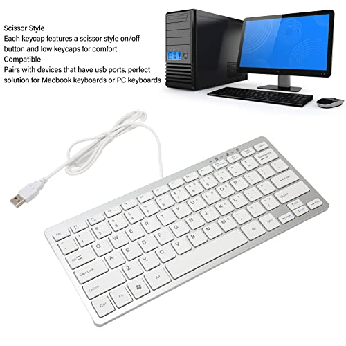 USB Wired Keyboard, 78 Keys Ultra Thin Computer Keyboard, Slim and Compact Keyboard for Laptop, Desktop, PC, Windows