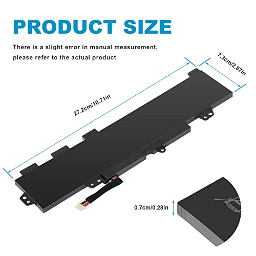 TT03XL 932824-421 933322-855 932824-1C1 932824-2C1 Laptop Battery Replacement for HP EliteBook 755 850 G5, 850 G6, ZBook 15U G5 G6,fits HSN-113C-5 HSN-I13C-5 HSTNN-LB8H HSTNN-DB8K HSTNN-UB7T TT03056XL - size: 10.71*2.87*0.28inch TT03XL