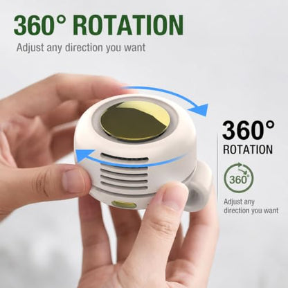 Portable Clip-On Fan, Silent Clip On Bladeless Fan, Personal Fan for Shirt & Waist, Adjustable 3-Speed For Outdoor Travel Office Home(White)