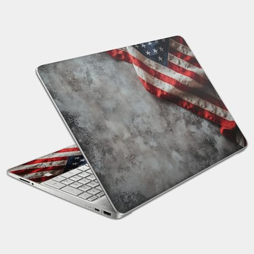 Laptop Skin Decal HP 15.6" - US Flag, Laptop Cover Sticker, No Cutting Required, No Bubble, Waterproof, Scratch Resistant - Including Wide Screen and Wrist Pad - size: 15.6 inch