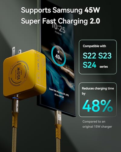 Mac Book Charger, 100W USB C Charger, AKELON Compact and Foldable Fast Charger for MacBook Air, MacBook Pro, Samsung Galaxy, iPad Pro and All Type C Device, 6.6ft USB-C Cable Included