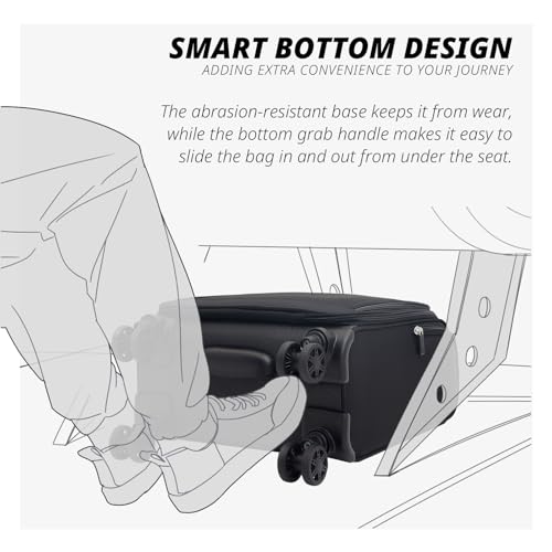 Verage Underseat Carry On Luggage with Wheels,14-Inch,Black | Personal Item Bag,Airline Approved, Laptop Compartment, USB Charging Port - color: Black, size: 14-Inch Compact Underseat
