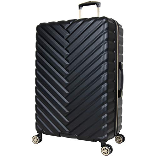 Kenneth Cole REACTION Madison Square Lightweight Hardside Chevron Expandable Spinner Luggage, Black, 24-Inch Checked - color: Black, size: 24-Inch Checked