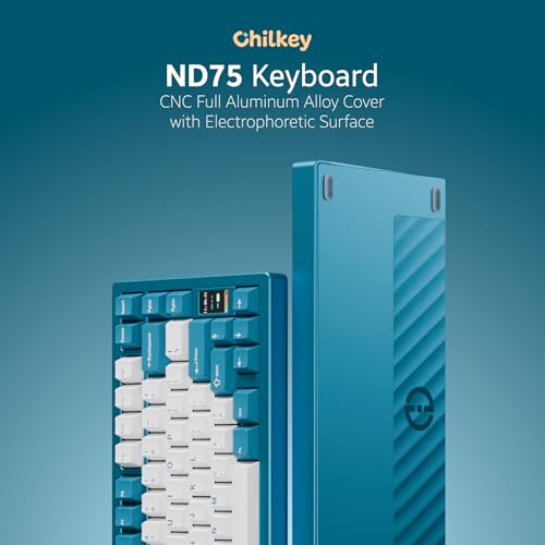 OOCTPK Chilkey ND75 Aluminum Keyboard 75% Percent Wireless Gaming Mechanical Keyboard with LCD Screen, Quick Assembly, BT/2.4G/USB-C, Hot Swappable Per-Key RGB Custom Keyboard for Laptop Office PC - color: Blue, size: 1.2mm PCB Flex Cut