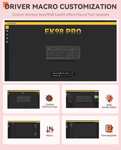 DAREU EK98pro Sakura Pink Wireless Mechanical Keyboard,Tri-Mode BT/2.4GHz/USB-C Creamy Gaming Keyboard with Number Pad,Gasket Structure,Hot Swappable Custom,RGB Backlit for Win/Mac - color: Sakura Pink-C