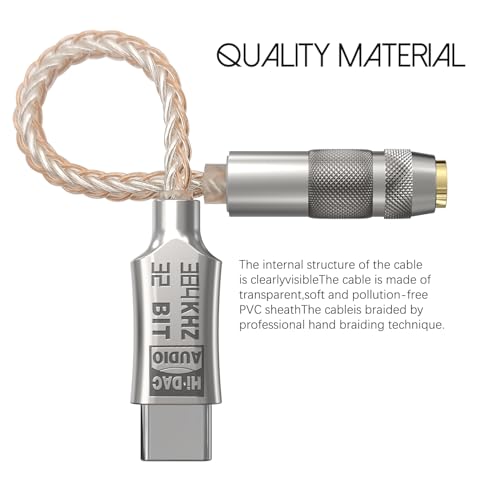Hi-Res Lossless USB C to 3.5mm Audio Adapter Soundcard, 32bit/384Khz Audio Decoding Transceiver, Supports Wire Control, Microphone, Cellphone Headphone DAC for MacBook, Surface, Sony, and More