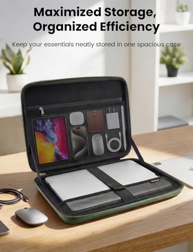 DOMISO Laptop Hard Case 17-17.3 inch Waterproof Shockproof Hard Shell Laptop Sleeve with Handle & Storage Pocket, Compatible with MacBook, HP, Dell, Green - color: Green, size: 17.3 inch