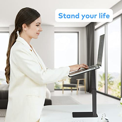 Laptop Stand for Desk, Ergonomic Aluminum Laptop Stand Adjustable Height from 7-15", Sitting and Standing Laptop Riser for 10-17" Notebook - color: Black
