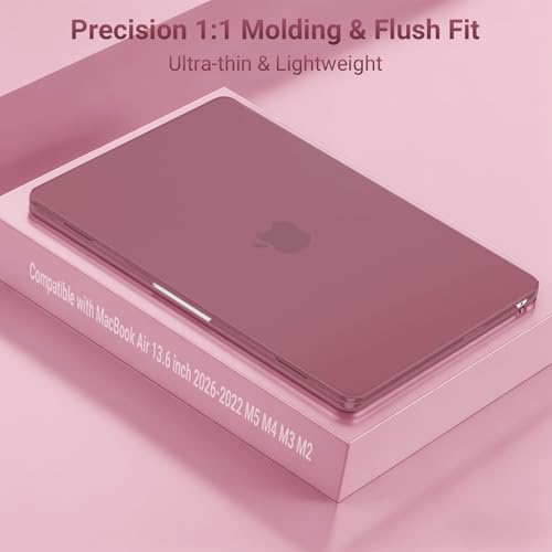 MOSISO Compatible with MacBook Air 13 inch Case M5 2026 M4 M3 M2 2025-2022 | A3449 A3240 A3113 A2681, Hard Shell&Keyboard Cover&Screen Film&Pouch for MacBook Air 13.6 inch Case, Dusty Rose - color: Dusty Rose