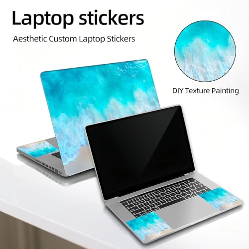Universal Laptop Skin Sticker Decal, 12"-15.6" Aesthetic Vinyl Wrap, Aerial Beach Waves Waterproof Notebook Cover Art Protector for MacBook HP Dell Lenovo, Fits 13" 14" 15" 15.6" - color: Aerial Beach Waves