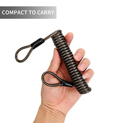 2Pack Retractable Security Cable Luggage Lock - Stainless Steel Cable Wire Double Loop Self-Coiling Safety Wire 6-Foot 5.0mm Diameter