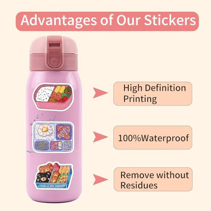 55 Pcs Cute Bento Box Stickers, Japanese Food Stickers, 2.16 Inch Waterproof Vinyl Stickers for Journals, Water Bottles, Laptops, Scrapbooking (Bento Box) - color: Bento Box