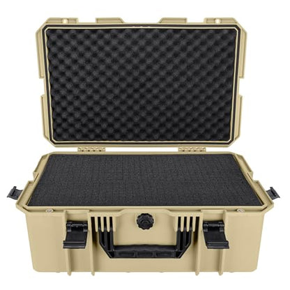 Eylar 21.6" Intact Series Carry-On Hard Camera Case, Lightweight and Durable Stacker Design with Foam (Tan) - color: Tan