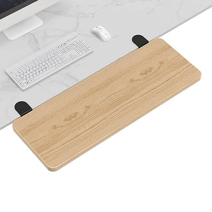 Sisyphy Ergonomics Desk Extender Tray, 21.7x9.5" Punch-Free Clamp on, Foldable Keyboard Drawer Tray, Table Mount Arm Wrist Rest Shelf, Computer Elbow Arm Support - color: Maple, size: 21.7*9.5"(55*24cm)