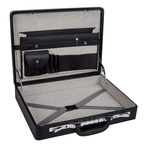 Garvee Briefcases for Men, Professional Leather Briefcase | Integrated Lock, Hard Side, Expandable Attache Case, 15.6" Laptop, Work Office Travel - color: Black