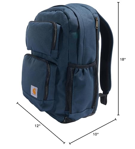 Carhartt 28L Dual-Compartment Backpack, Durable Pack with 16" Laptop Sleeve and Duravax Abrasion Resistant Base, Navy - color: Navy