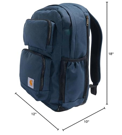 Carhartt 28L Dual-Compartment Backpack, Durable Pack with 16" Laptop Sleeve and Duravax Abrasion Resistant Base, Navy - color: Navy