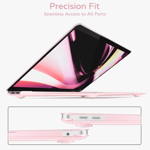 B BELK for MacBook Air 13 inch Case M1 2021 2020 2019 2018, Crystal Pink | Model A2337 A2179 A1932, Plastic Laptop Hard Shell for MacBook Air 13.3 inch Case with Keyboard Cover & Screen Protector - color: Crystal Pink