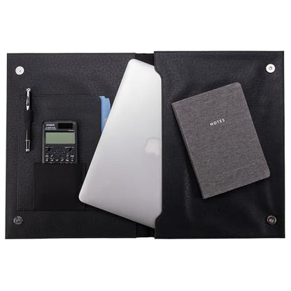 Case-it Folio Padded Laptop Sleeve | Faux Leather | Holds Up to 15 Inch Laptop | Microfiber Lined Gusseted Pocket | Internal Elastic Pocket | Laptop Protector | LAP-101-LL Black - color: LAP-101-LL-BLACK, size: 1 Pack