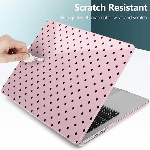 DONGKE for MacBook Air 13 Inch Case M5 2026 M4 2025 M3 M2 2024-2022 A3449 A3240 A3113 A2681, Plastic Hard Shell & Keyboard Cover & Screen Film for MacBook Air 13.6 Inch Case - Black Polka Dots - color: Black Polka Dots