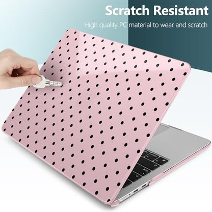 DONGKE for MacBook Air 13 Inch Case M5 2026 M4 2025 M3 M2 2024-2022 A3449 A3240 A3113 A2681, Plastic Hard Shell & Keyboard Cover & Screen Film for MacBook Air 13.6 Inch Case - Black Polka Dots - color: Black Polka Dots