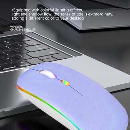 LED Wireless Mouse, Slim Silent Dual-Mode 2.4G+BT Rechargable 7-Color Portable Mobile Optical Office Mouse with USB Receiver, 3 Adjustable DPI Levels for Notebook, PC, Computer, MacBook (Purple) - color: Purple